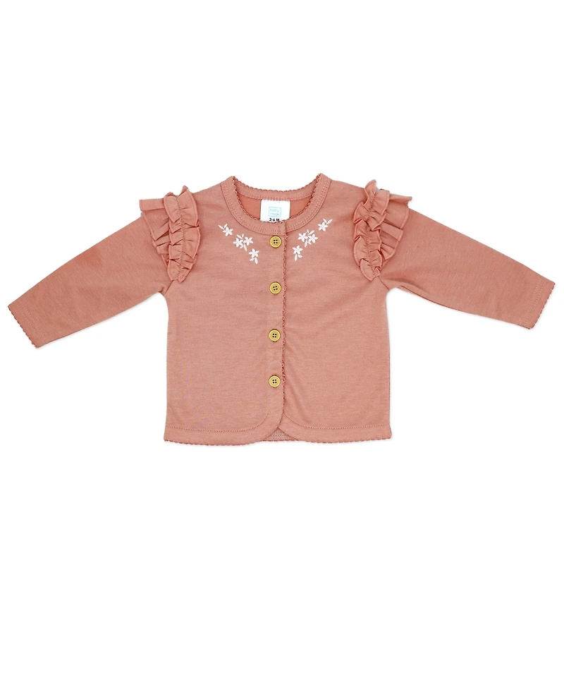 Baby Mode Baby Girls Misty Rose Bell Bodysuit, Pants and Jacket, 3-Piece Set