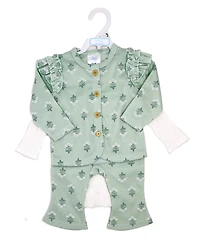 Baby Mode Girls Misty Rose Bell Bodysuit, Pants and Jacket, 3-Piece Set