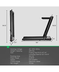 Gymax 2.25HP Folding Treadmill 2-in-1 Walking Running Machine w/ App & Remote Control