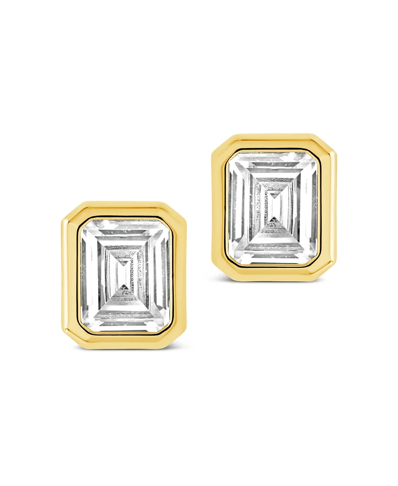 Sterling Forever Camille Bezel Cubic Zirconia Stud Earrings