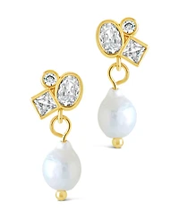 Sterling Forever Penny Cubic Zirconia Mother of Pearl Cluster Stud Earrings