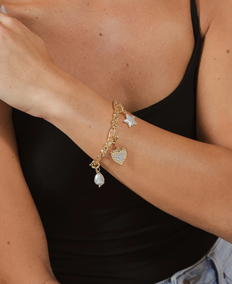 Sterling Forever Tegan Textured Long Link Bracelet