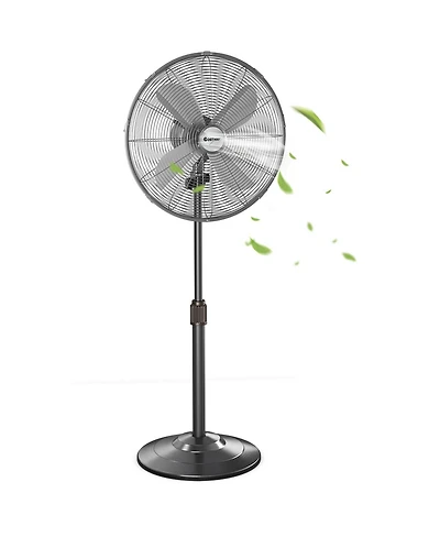18" Metal Oscillating Pedestal Fan 3 Wind Speed Height Adjust w/4 Blades