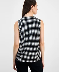 Anne Klein Women's Printed Sleeveless V-Neck Shell Top