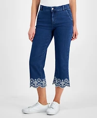Style & Co Petite High-Rise Wide-Leg Cropped Jeans