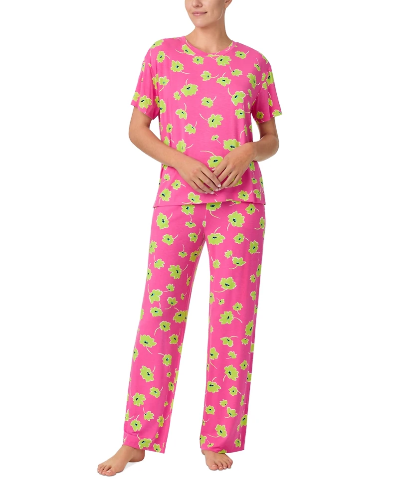 Sanctuary Women's 2-Pc. Knit Jersey Short-Sleeve Long Pajama Set