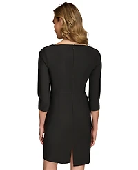 Donna Karan New York Women's Asymmetric-Neck Elbow-Sleeve Dress