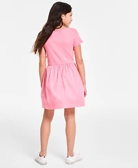 Tommy Hilfiger Big Girls Knit-to-Woven Short-Sleeve Dress