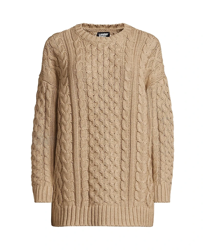 Lands' End Women's Oversized Drifter Cable Tunic Sweater