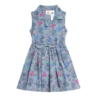 Disney Minnie Mouse Mickey Daisy Lilo & Stitch Princess Belle Ariel Girls Chambray Skater Dress Toddler to Big Kid