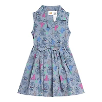 Disney Minnie Mouse Mickey Daisy Lilo & Stitch Princess Belle Ariel Girls Chambray Skater Dress Toddler to Big Kid