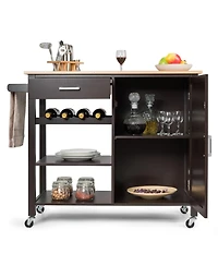 Gouun Kitchen Island Cart Rolling Serving Cart Wood Trolley