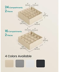 Set of 4 Drawer Organizers for Underwear and Closet Storage