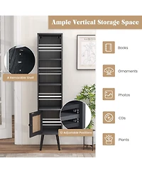 Gouun 4 Tiers Rattan Storage Cabinet with Slim Design