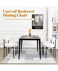 Dyhome Boucle Dining Chairs Set of 1, Upholstered with Black Metal Legs, Modern Accent Chair