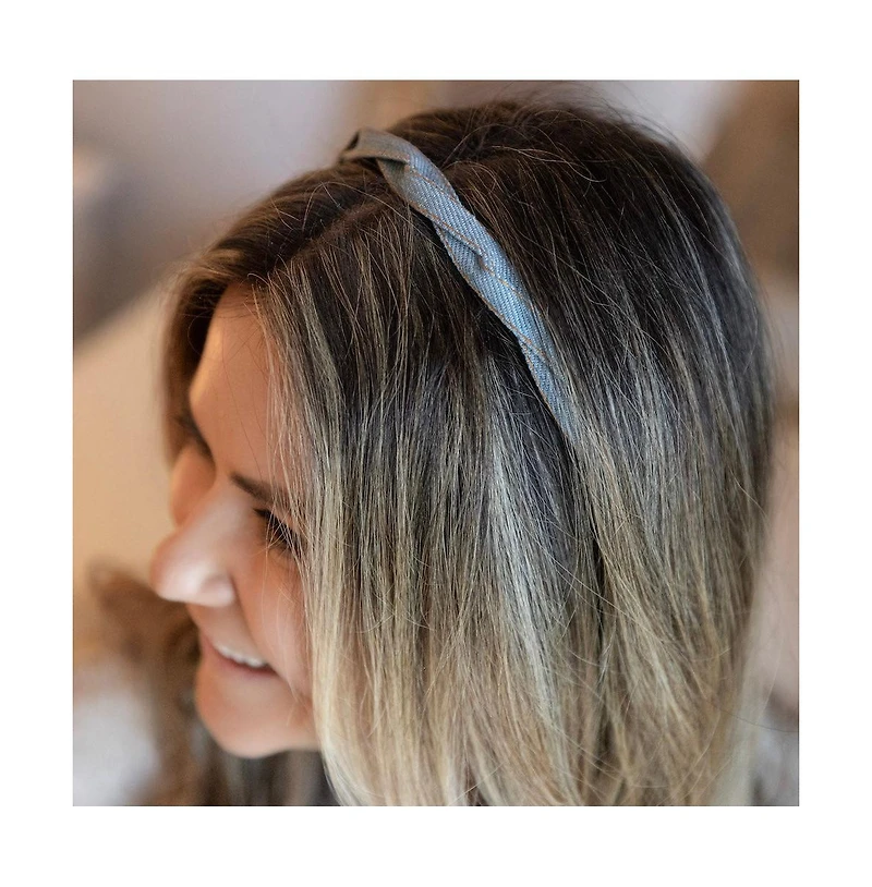 Thin Braid Headband - Light Wash Denim