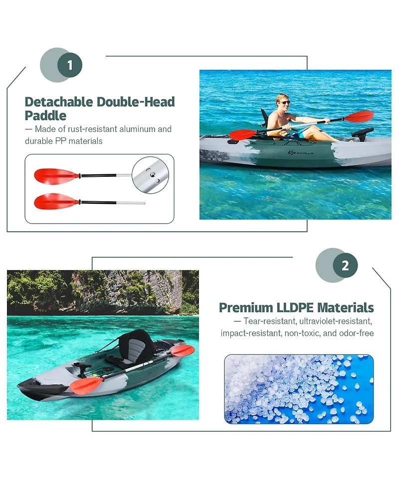 Costway Single Sit-on-Top Fishing Kayak Single Kayak Boat