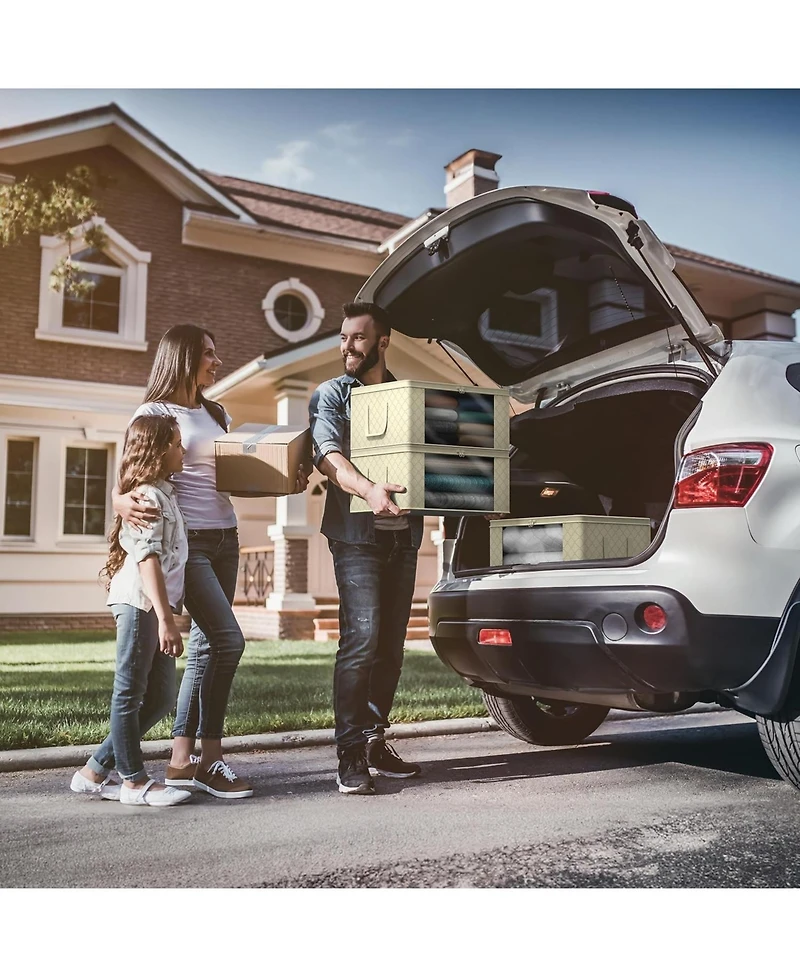 Sorbus 3 Pack Foldable Storage Bag Organizers - Great for Clothes, Blankets, Closets, Bedrooms, and More (Beige)