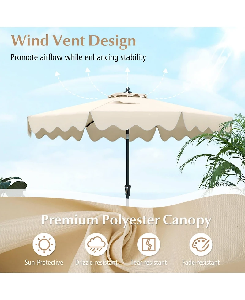 Costway 9 Ft Patio Umbrella 2-Tier Market Table with Sun-Protective Canopy