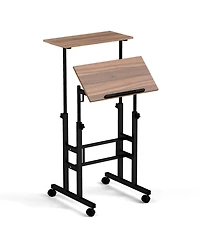 Gouun Height-adjustable Mobile Standing Desk with Split Top and Adjustable Angle