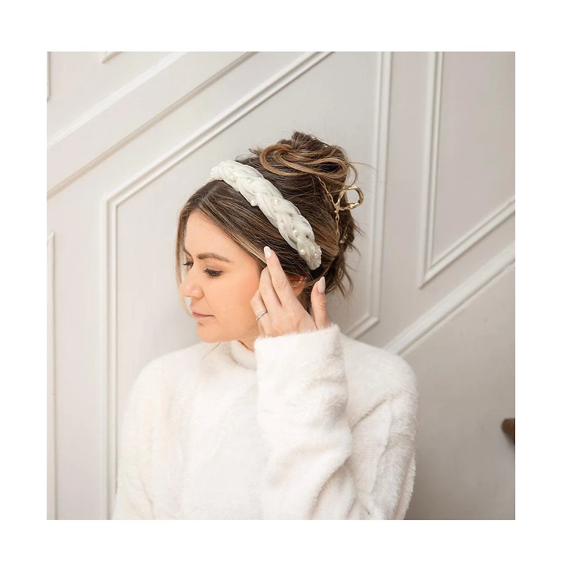 Blushing Braid Headband - White Pearl