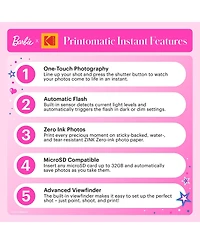 Kodak Barbie x Printomatic 2x3 Instant Print Camera, 5MP Portable Instant Camera - Iconic Style