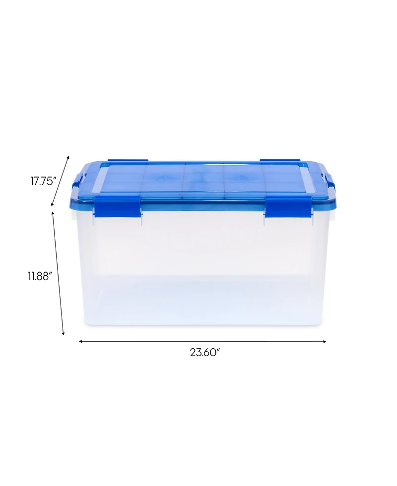 Iris Usa 3Pack 62qt Weatherpro Airtight Plastic Storage Bin with Lid and Seal and Secure Latching Buckles