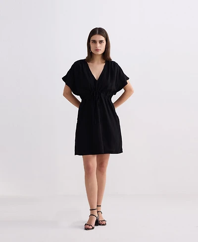 Reistor Women's Short gathered Dress Black