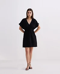 Reistor Women's Short gathered Dress Black