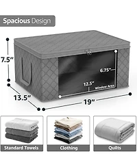 Sorbus 6 Pack Medium Foldable Clothes Storage Bags with Clear Window, Zipper Lid and Carry Handles - for Organizing Bedroom, Closet