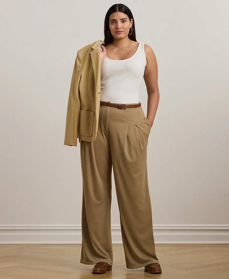 Lauren Ralph Plus Stretch Jersey Wide-Leg Pants