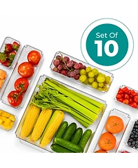 Sorbus 10 Pack Clear Stackable Refrigerator Storage Bins with Lids - Perfect for Kitchen Organization, Pantry and Fridge Storage