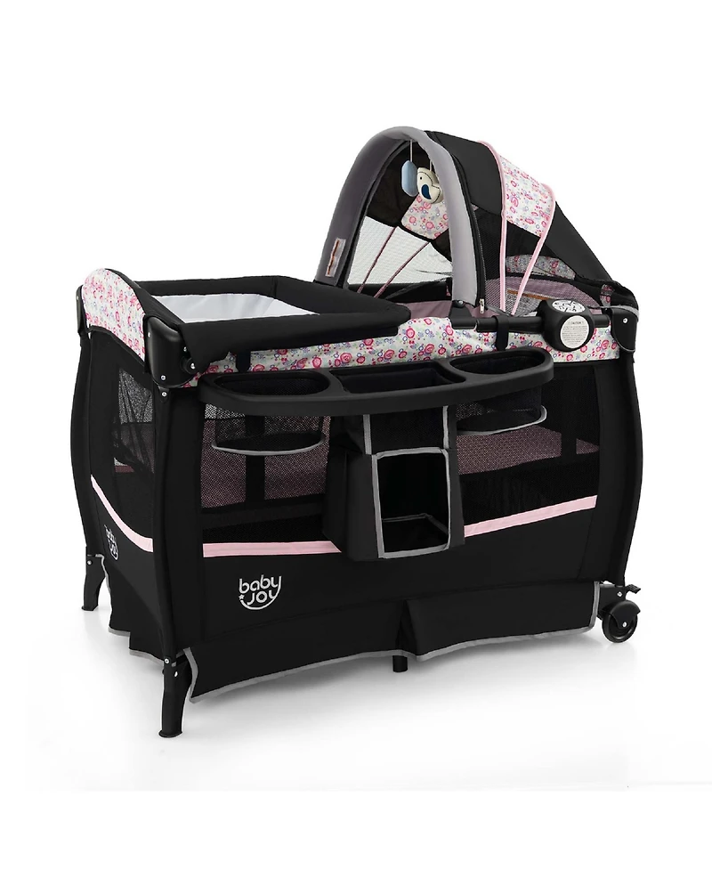 Costway Pack & Play Baby Diaper Changing Table 4 in 1 Portable Foldable with Mattress Carrying Bag