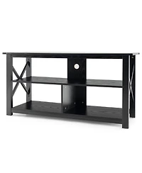 Gouun 3 Tier Wood Tv Stand for 55-Inch with Open Shelves and X-Shaped Frame