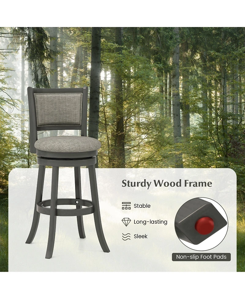 Gouun Swivel Bar Stools Set of 2 with Soft-padded Back and Seat-l