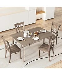 Gouun Set of 2 Wooden Dining Chairs Mid Century Farmhouse Retro Kitchen Chairs