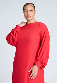 Eloquii Women's Puff Sleeve Open Back Midi Dress
