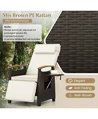 Gouun Patio Wicker Recliner Chair with Adjustable Backrest Footrest