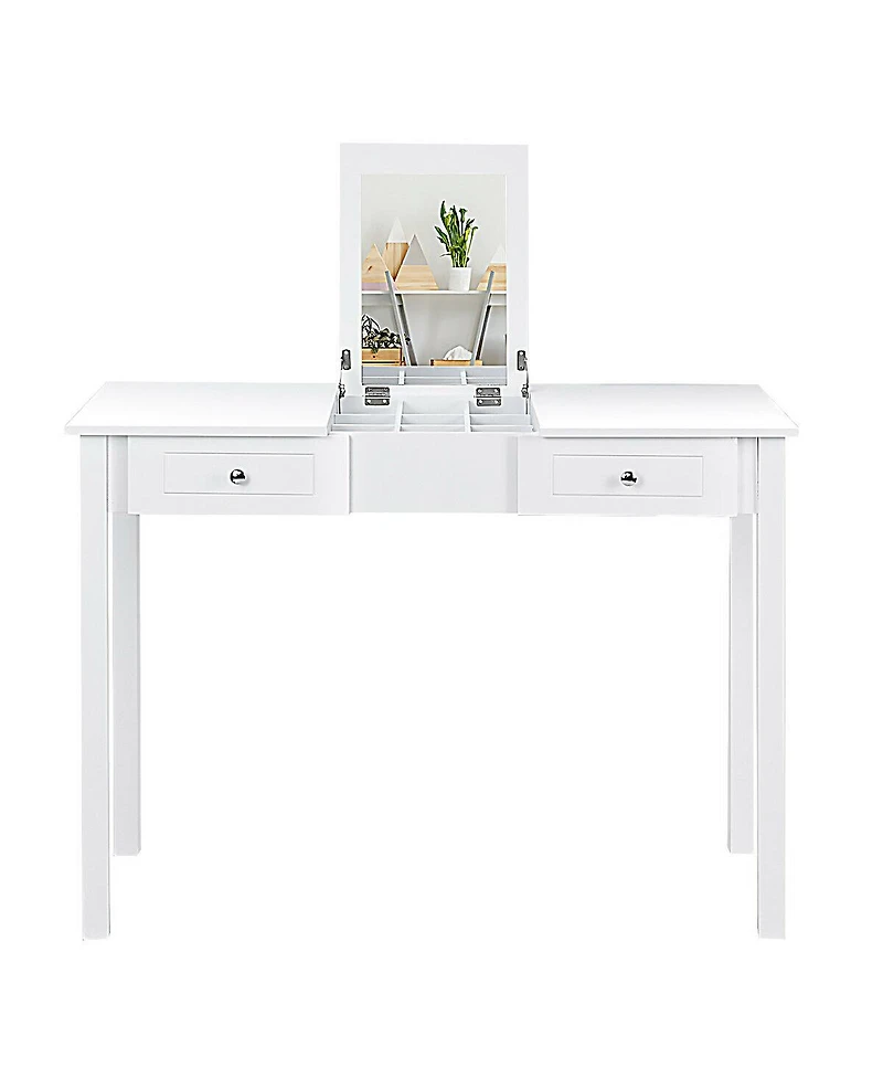 Gouun Modern Vanity Dressing Table with 1 Flip Top Mirror and 2 Drawers