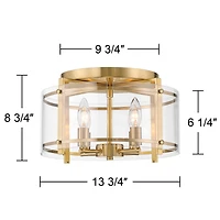 Raye 13 3/4" Modern Semi Flush-Mount Ceiling Light Fixture Kitchen Foyer Hallway Drum Round 4-Light Soft Gold Finish Glass Bedroom Bathroom Entryway L