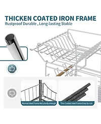Mega Casa Double-layer Bamboo Dish Rack For Home Kitchen