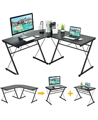 Gouun 59 Inches L-Shaped Corner Desk Computer Table for Home Office Study Workstation