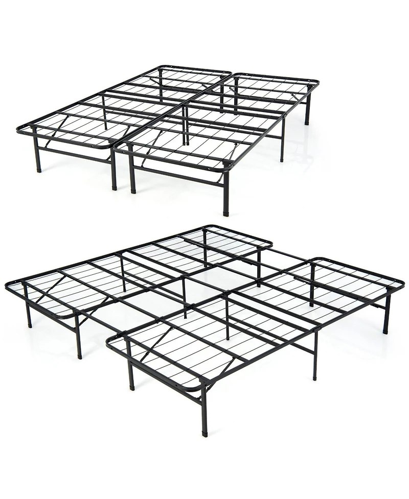 Gouun King Size Folding Steel Platform Bed Frame for Kids and Adults-King Size