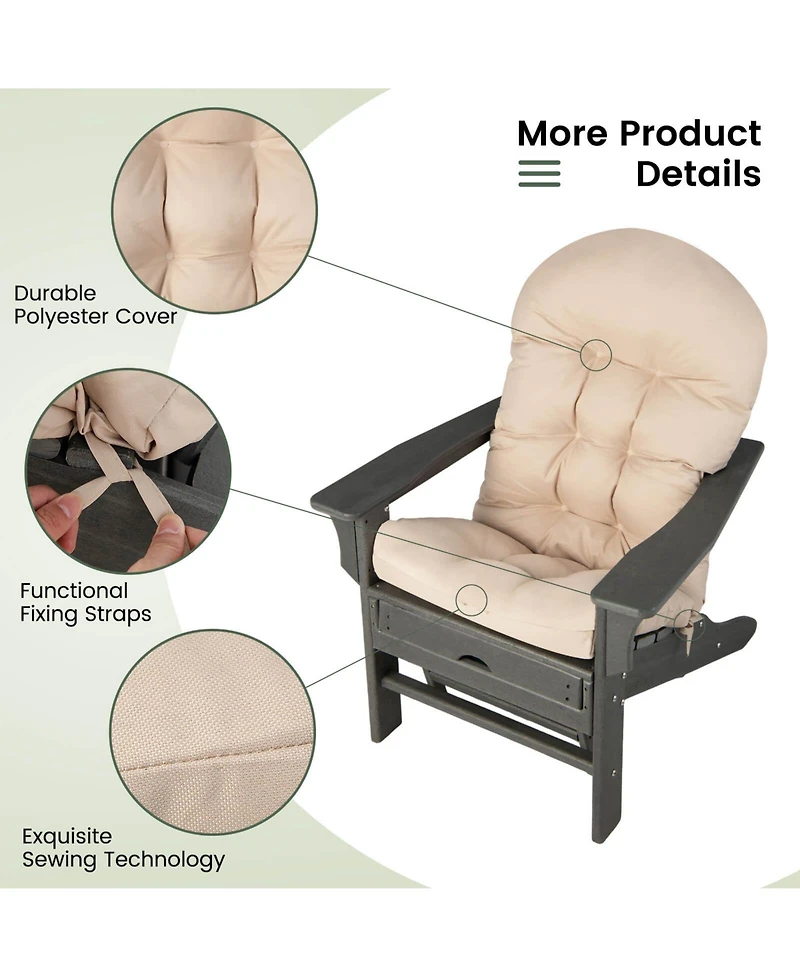 Gouun Patio Adirondack Chair Cushion with Fixing Straps and Seat Pad