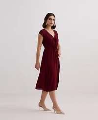 Reistor Women's Deep V-neck Gathered Dress
