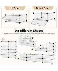 Gouun 12-Cube Diy Portable Plastic Shoe Rack with Doors