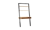 Slickblue Farmhouse Rustic Leaning Ladder Writing Desk with 2 Shelves for Storage