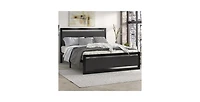 Industrial Metal Platform Bed – Wood Headboard and Footboard with Slat Support