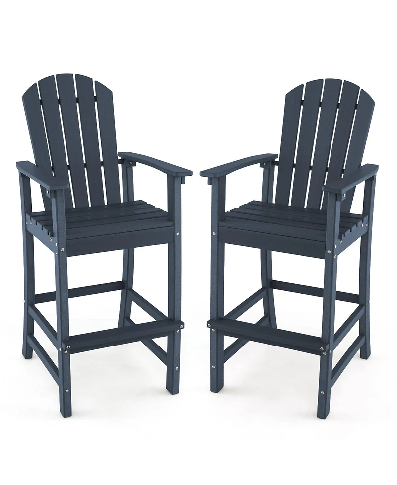 Gouun 30 Inches Counter Height Outdoor Hdpe Bar Stool with Armrests and Footrest