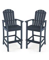 Gouun 30 Inches Counter Height Outdoor Hdpe Bar Stool with Armrests and Footrest